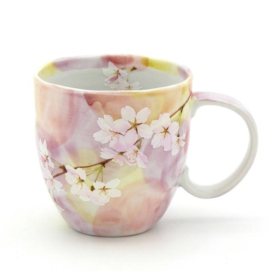 Cherry blossom mug in soft pink with delicate floral design, made in Japan