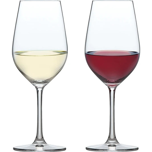 Pair of wine glasses showing elegant shape for tasting red or white wine