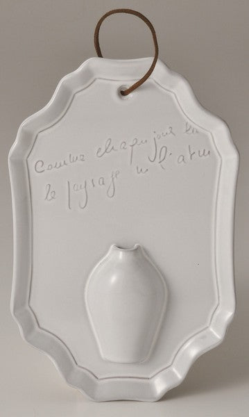 Elegant white Japanese wall-mounted vase with smooth finish