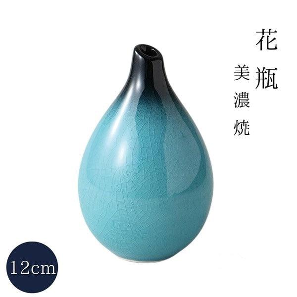 Close-up of crackled blue glaze on Japanese Mino ware vase