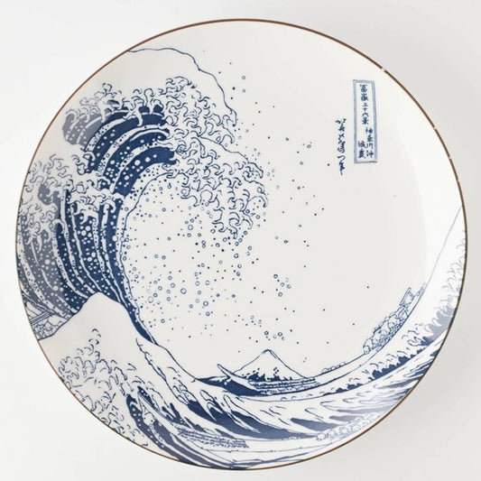 The Great Wave off Kanagawa Large Plate - White
