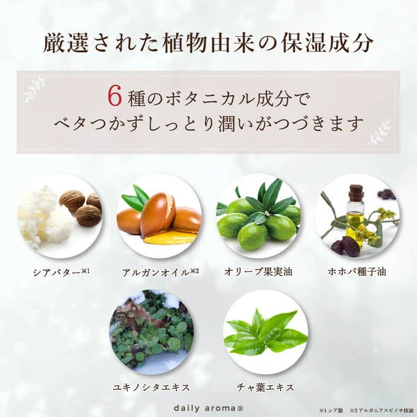 Hand cream ingredients list featuring shea butter, argan oil, olive oil, jojoba oil