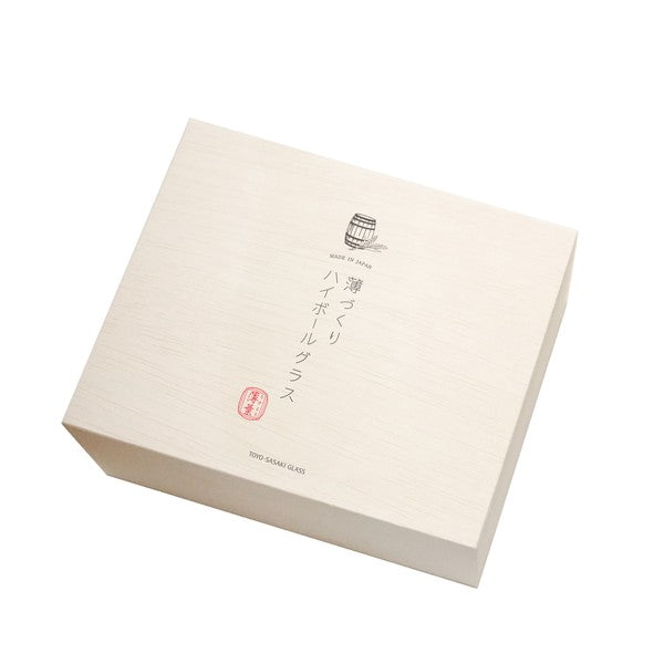 Japanese whisky and cocktail glasses presented in a wooden gift box