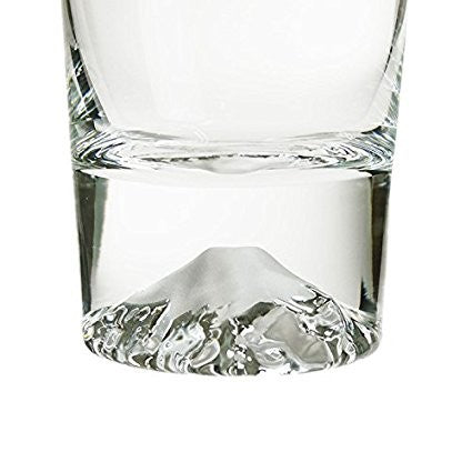 Japanese glass with Mount Fuji design at the bottom, highlighting iconic silhouette