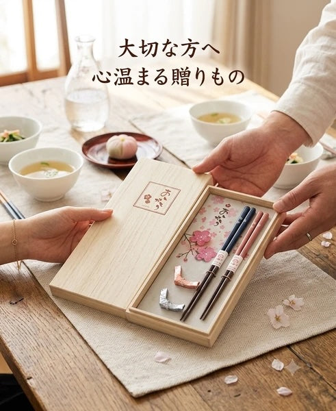 Cherry Blossom Chopsticks with Rests Gift Set