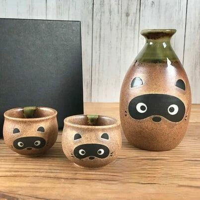 Mino Ware Tanuki (Ponta) Sake Set