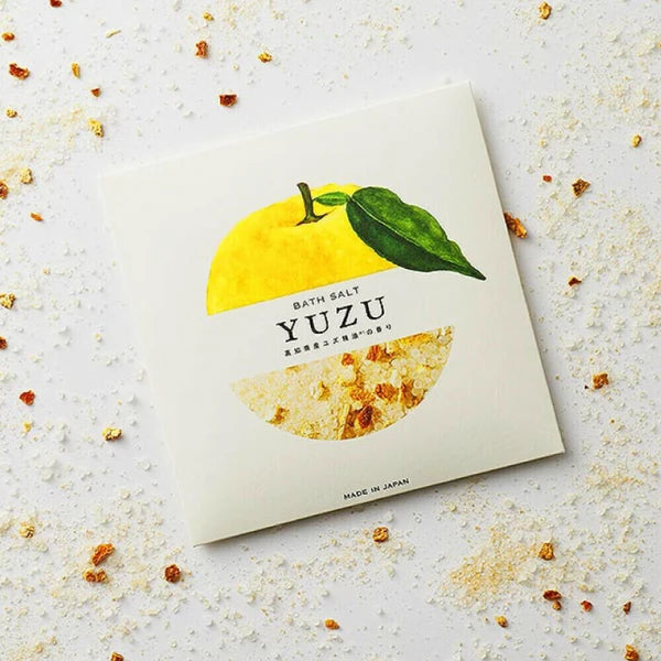 Yuzu bath salt package on a light background