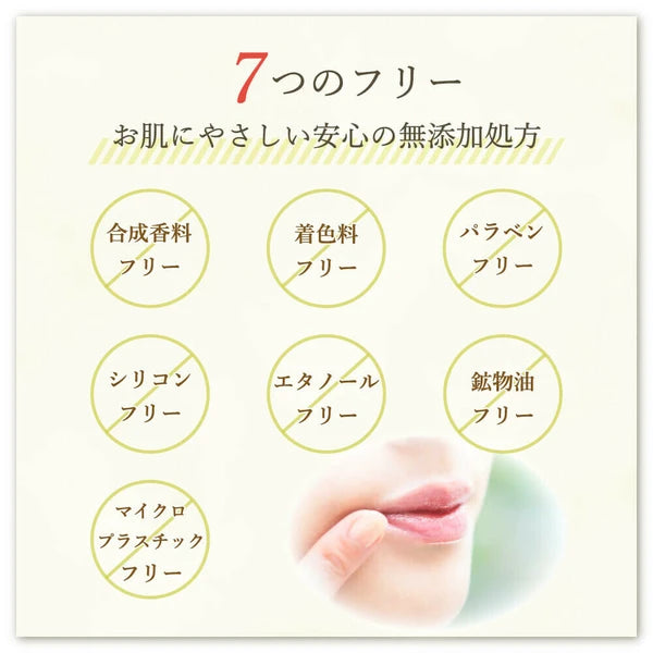 Product label showing product is free from synthetic fragrances, colorants, parabens, silicones, ethanol, mineral oil, and microplastics
