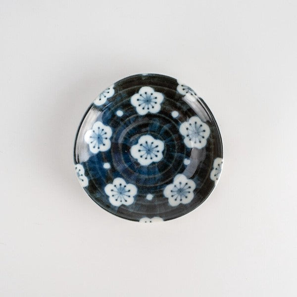 Blue and white mini plate with traditional pattern – made in Japan Mino ware
