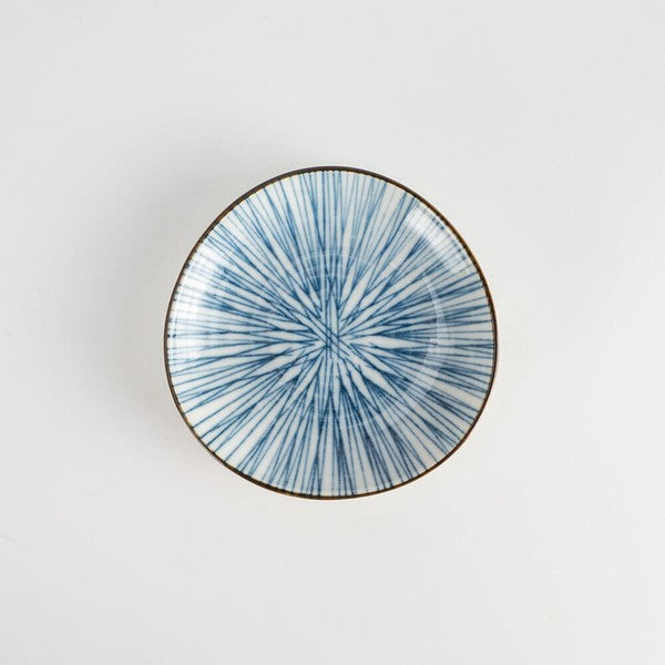 Blue and white mini plate with traditional pattern – made in Japan Mino ware