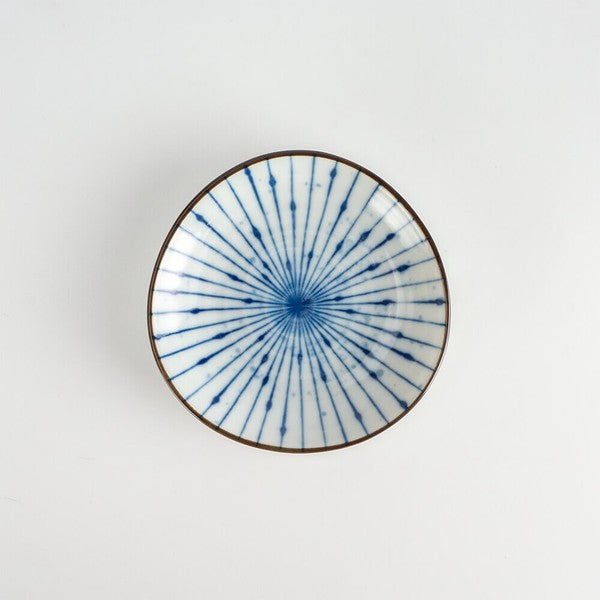 Blue and white mini plate with traditional pattern – made in Japan Mino ware