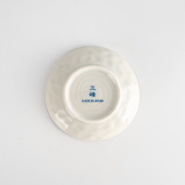 Back of Mino ware mini plate showing maker’s mark and glazed finish – made in Japan