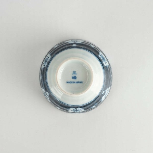 Bottom view of indigo porcelain teacup showing base details