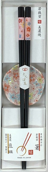 Wakasa Lacquered Chopsticks & Mino Ware Small Plate Set