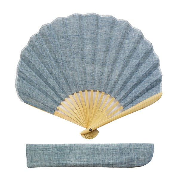 Ojiya Chijimi Shell-Shaped Fan (Various Colors)