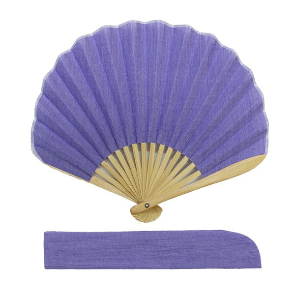 Ojiya Chijimi Shell-Shaped Fan (Various Colors)