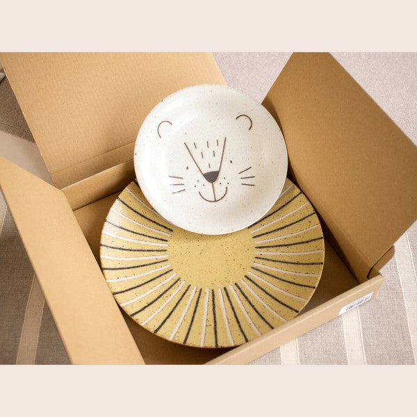 Mogu Mogu animal plate set with  lion design in gift box