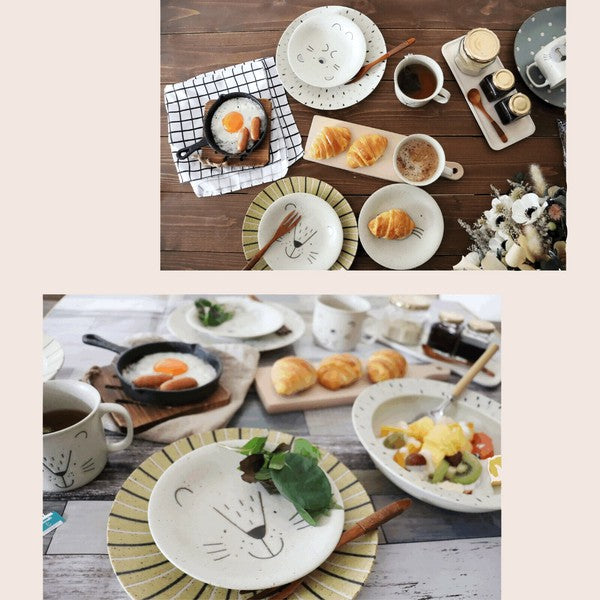 Mogu Mogu animal plate used to serve meals on a wooden table