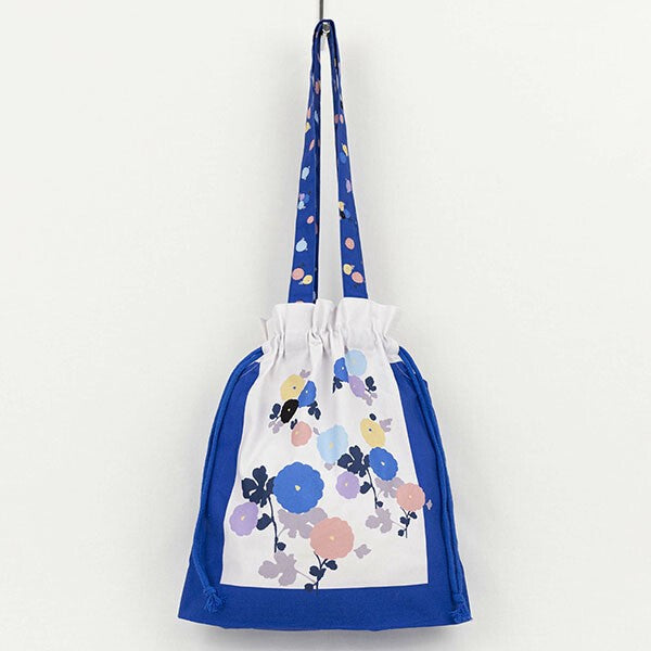 Japanese Floral Design Organic Cotton Drawstring Tote Bag