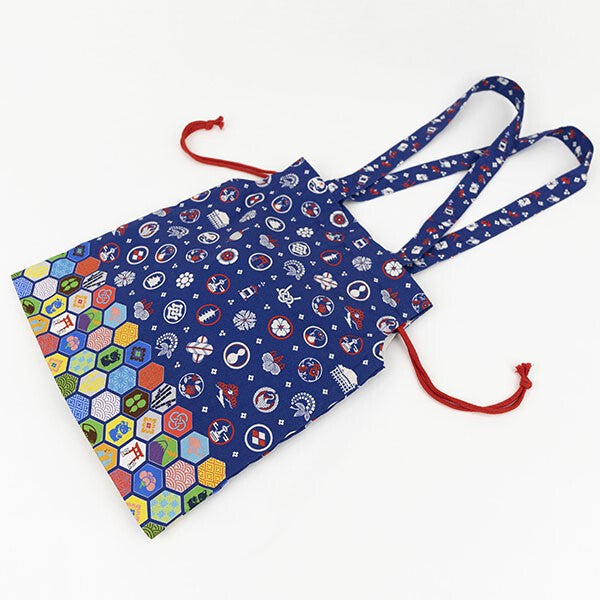 Japanese Floral Design Organic Cotton Drawstring Tote Bag