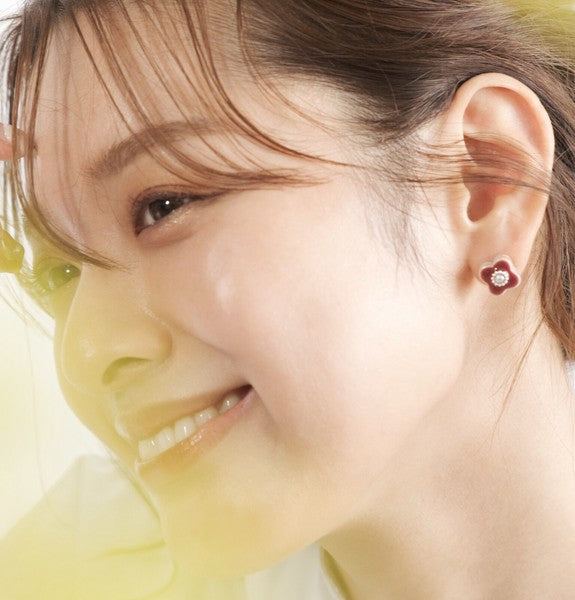 [Mikelo] Minoyaki Small Flower Pearl Earrings