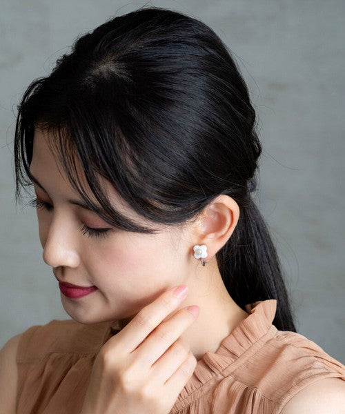 [Mikelo] Minoyaki Small Flower Pearl Earrings