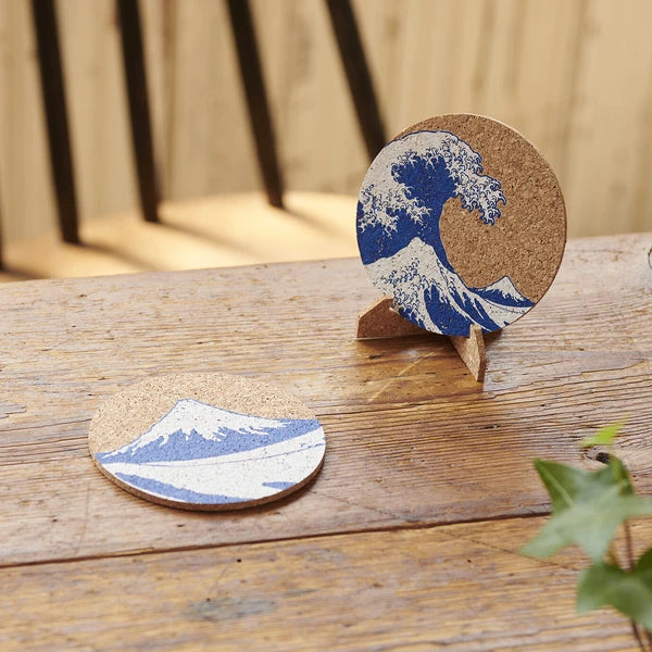 Hokusai Design Cork Coaster Set