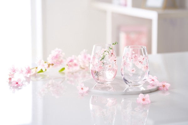 Japanese Floral Glass Set (Pair)  Elegant Giftware | nihon-kara
