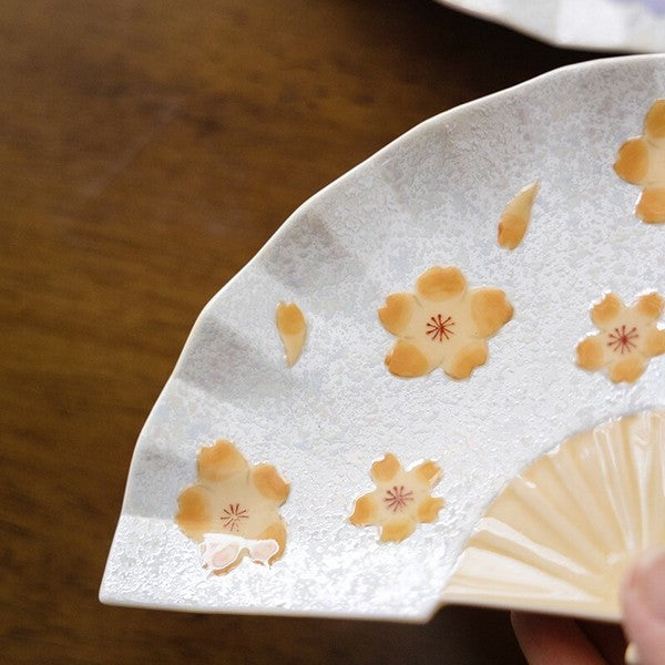 Arita Ware Sakura Fan-Shaped Plate