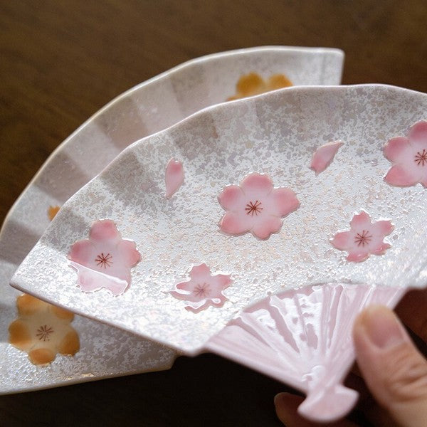 Arita Ware Sakura Fan-Shaped Plate