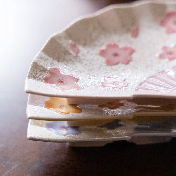 Arita Ware Sakura Fan-Shaped Plate