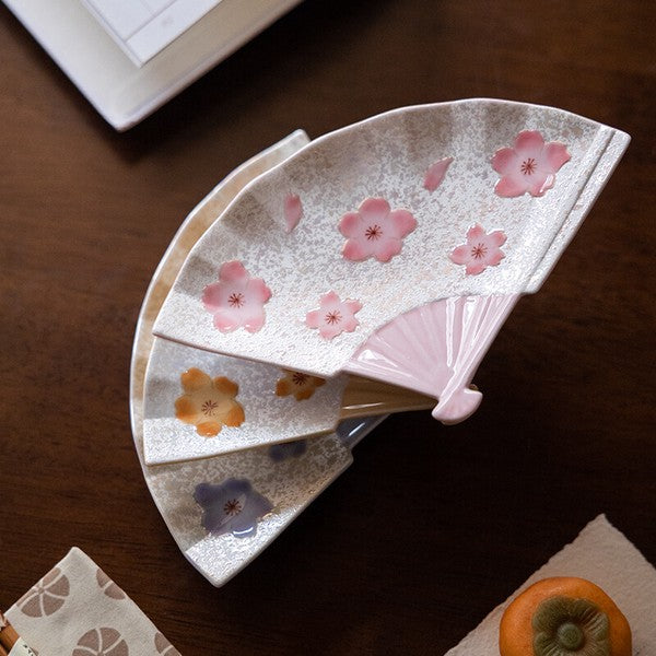 Arita Ware Sakura Fan-Shaped Plate