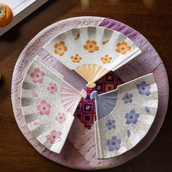 Arita Ware Sakura Fan-Shaped Plate