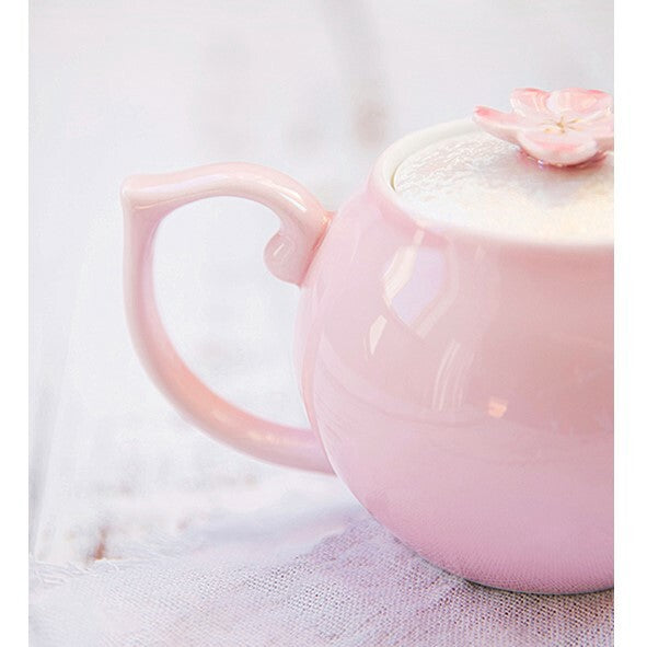 Small Japanese sakura teapot side view