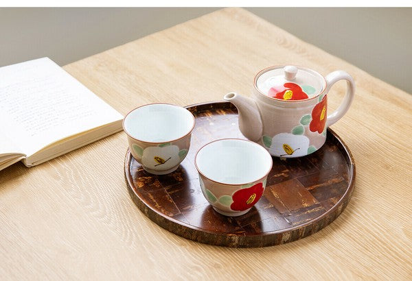 Arita & Hasami-yaki Hand-Painted Camellia Teapot Set – Blue & Pink