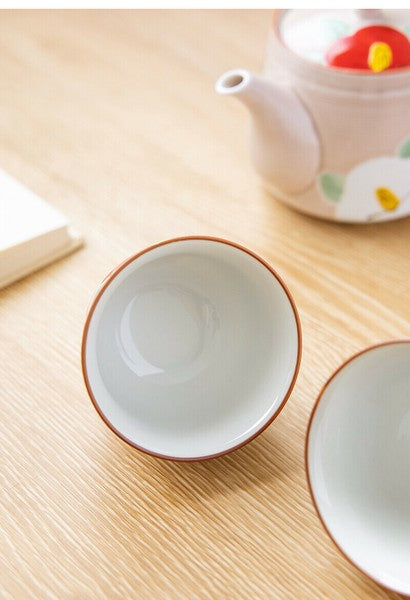 Arita & Hasami-yaki Hand-Painted Camellia Teapot Set – Blue & Pink