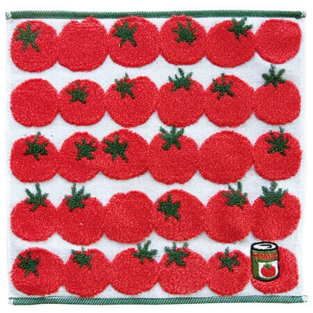 Close-up of tomato pattern of fluffy jacquard weave showing soft loops from standard and non-twisted yarns