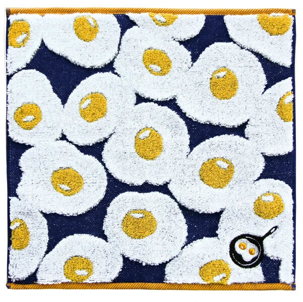 Close-up of Fried Egg pattern of fluffy jacquard weave sewing soft loops from standard and non-twisted yarns