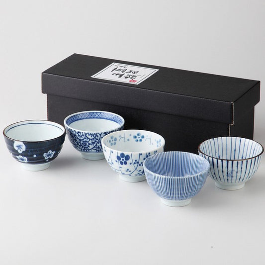 Indigo-Dyed Mino Ware Teacup Set
