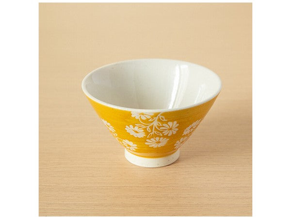 Arita and Hasami ware yellow ceramic rice bowl