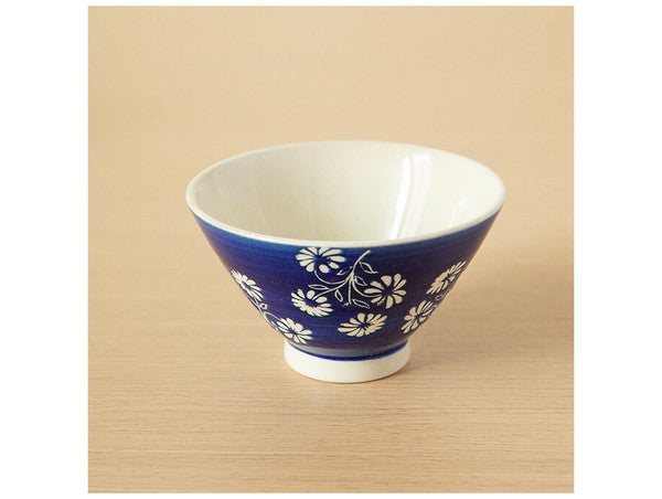 Arita and Hasami ware blue ceramic rice bowl