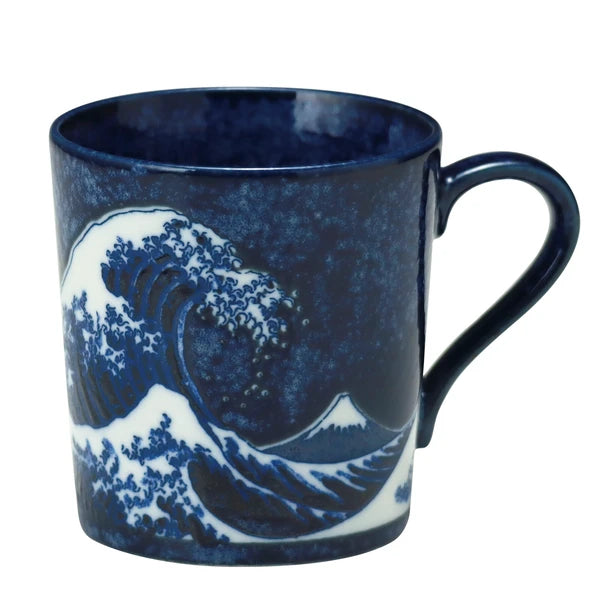 Blue Great Wave off Kanagawa ceramic mug front view