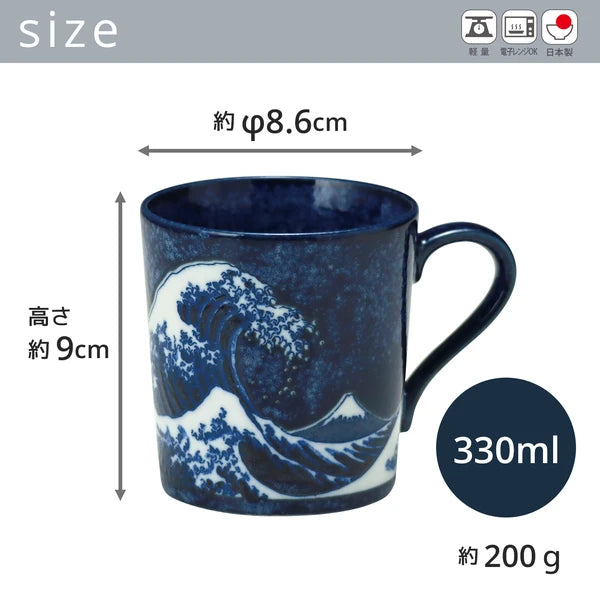 The Great Wave off Kanagawa mug pair size and product specifications