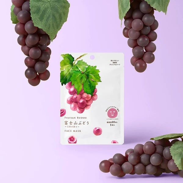 Fujisan Kyoho grape face mask with four types of Vitamin C derivatives for brightening and smooth skin