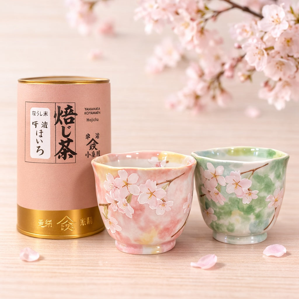 Sakura Tea Cup & Uji Hojicha Gift Set