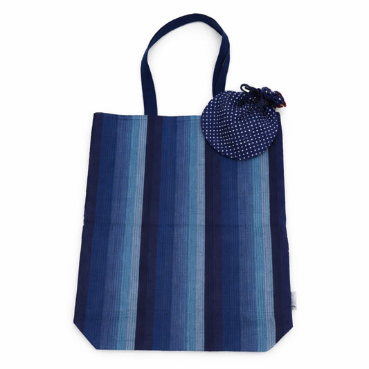 Awa Shijira-ori Tote and Drawstring Pouch Set