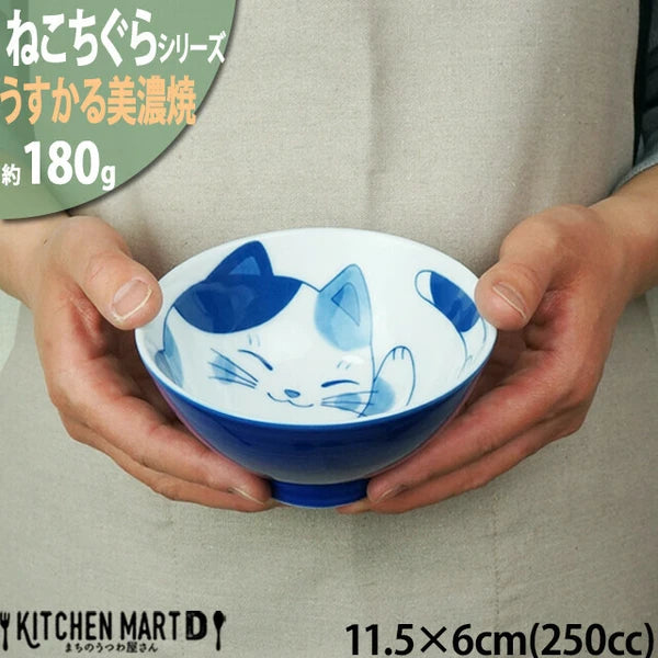 Chill Mike illustrated on a handcrafted Mino ware bowl, part of the Nekochigura series