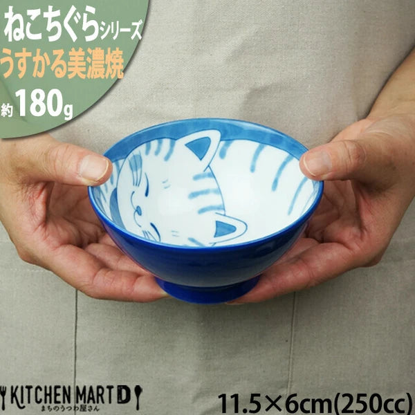 Striped Tora featured on a Japanese ceramic bowl in the Nekochigura cat series