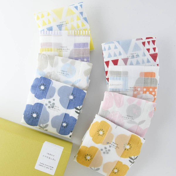 Japanese kaya fabric dishcloth set colorful designs