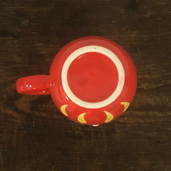 Lucky Daruma Mug red Japanese Mino ware ceramic mug bottom view